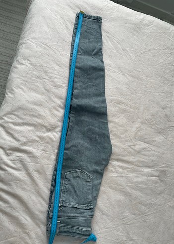 Gri Midi Kadın Kot Pantolon Kemerli - Görsel 2