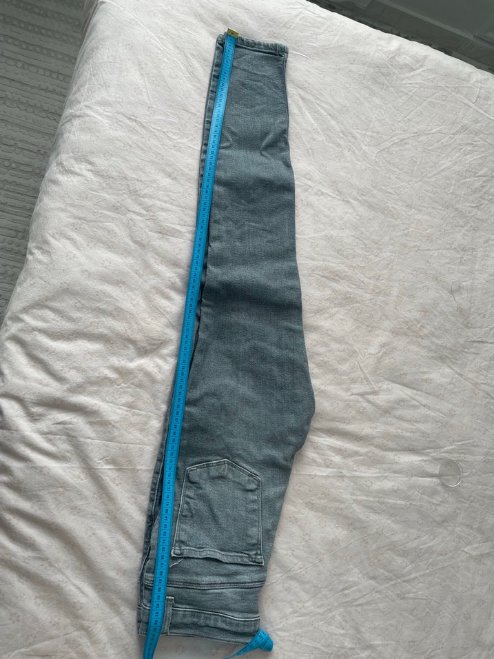 Gri Midi Kadın Kot Pantolon Kemerli - Görsel 2