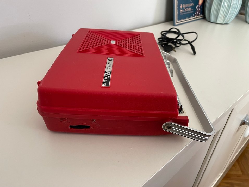 İnvico JVC MARKA Kırmızı ve Gri Retro Plak Çalar Müzik Sistemi - Görsel 3