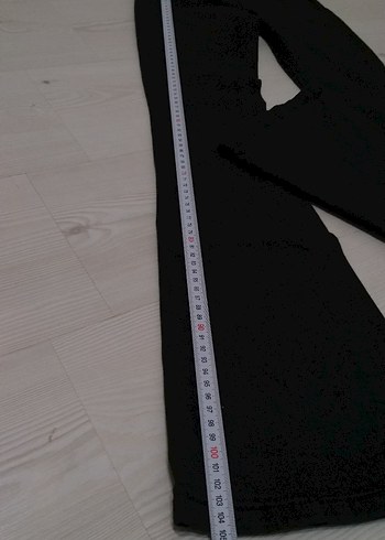 s Beden Siyah Kot Denim Kadın İspanyol Paça Pantolon