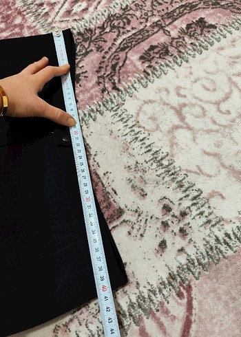 Kadın Siyah Kumaş Kemerli Pantolon - Görsel 4