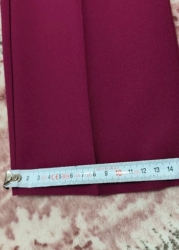 Bordo Düz Kesim Fermuarlı Kumaş Kadın Pantolon - Görsel 7