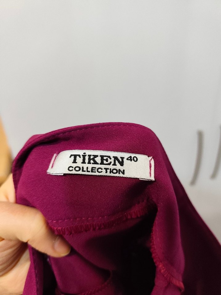 Bordo Düz Kesim Fermuarlı Kumaş Kadın Pantolon - Görsel 4