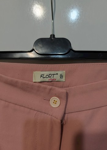 Düğmeli Pembe Kadın Kumaş Pantolon - Görsel 3