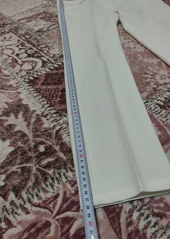 Beyaz Kemerli Kumaş Kadın Pantolon - Görsel 7