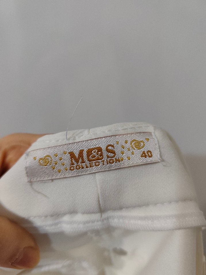 Beyaz Kemerli Kumaş Kadın Pantolon - Görsel 5