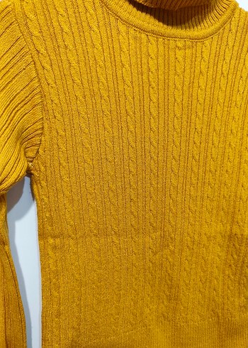 Sarı Boğazlı Triko Kadın Kazak - Görsel 2