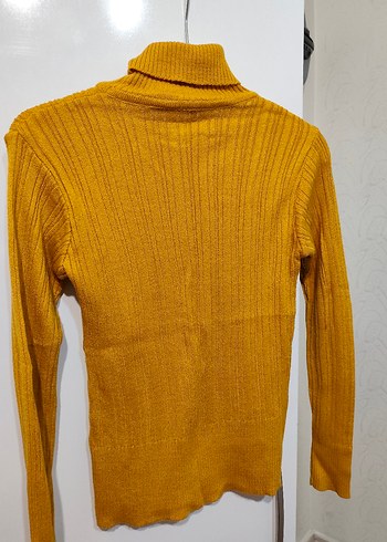 Sarı Boğazlı Triko Kadın Kazak - Görsel 3