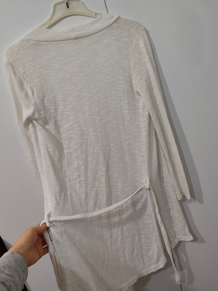 Beyaz Kadın Hırka Sabahlık Gecelik - Görsel 4