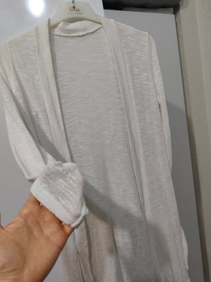 Beyaz Kadın Hırka Sabahlık Gecelik - Görsel 2