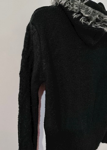 Siyah Kürklü Uzun Kollu Kadın Ceket - Görsel 5