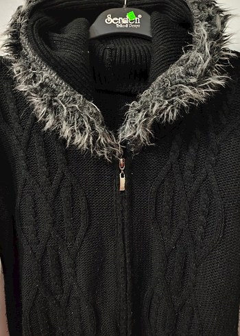 Siyah Kürklü Uzun Kollu Kadın Ceket - Görsel 3