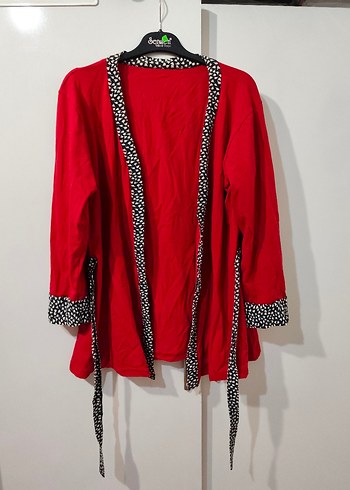 Kırmızı Uzun Kollu Midi Kadın Sabahlık - Görsel 3