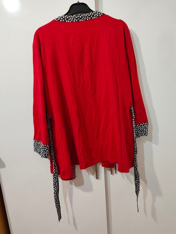 Kırmızı Uzun Kollu Midi Kadın Sabahlık - Görsel 5