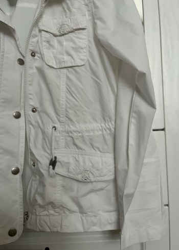 Düğmeli Beyaz Midi Kadın Ceket - Görsel 6