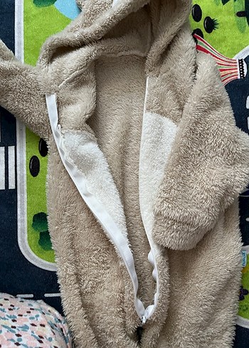 Kulaklı Kahverengi Peluş Bebek Tulumu - Görsel 4