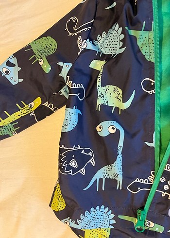 Parlak Yeşil Kapüşonlu Erkek Bebek yağmurluk - Görsel 3