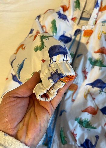 Erkek Çocuk Dinozor Desenli Kapüşonlu Yağmurluk - Görsel 2