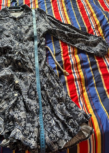 Bohem Gri Desenli Uzun Kollu Kadın Elbise - Görsel 5