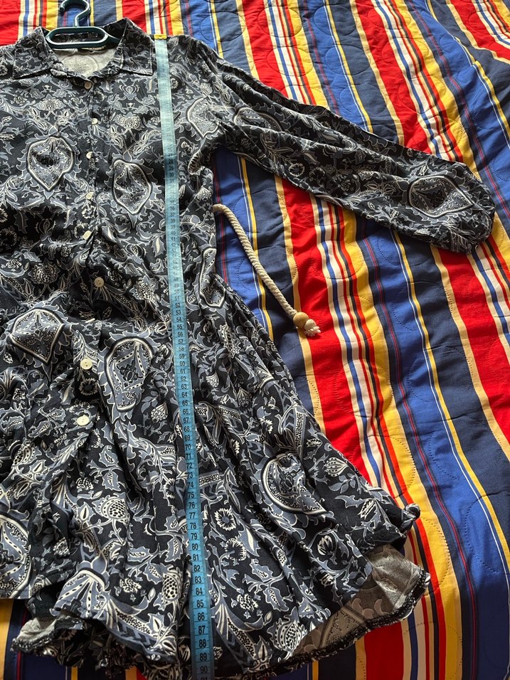 Bohem Gri Desenli Uzun Kollu Kadın Elbise - Görsel 5