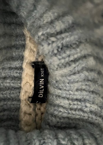 Kadın Mavi beyaztonlarda Boğazlı Triko Kazak - Görsel 4