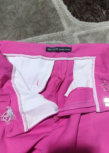 Pembe Rahat Kesim Kadın Kumaş Pantolon - Görsel 3