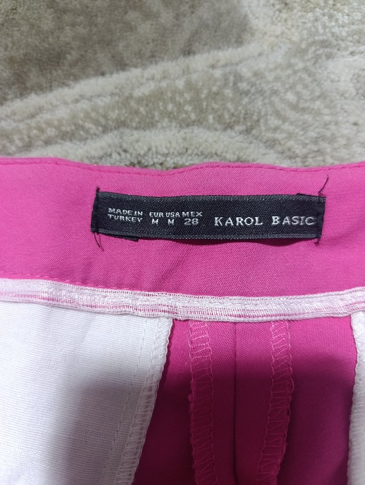 Pembe Rahat Kesim Kadın Kumaş Pantolon - Görsel 2