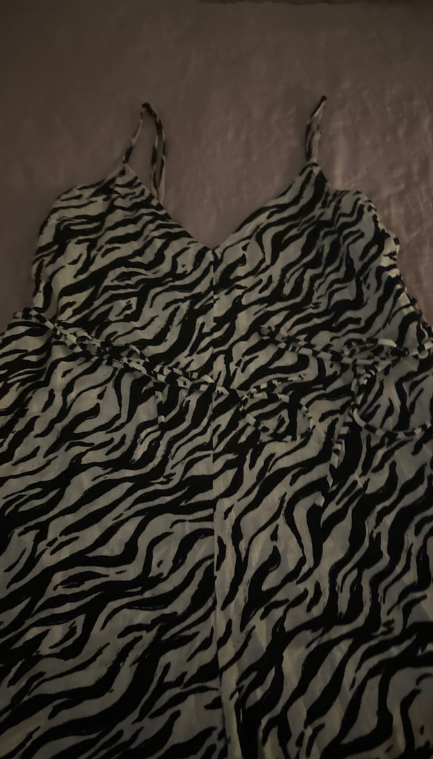 Zebra Desenli Kadın Mini Tulum - Görsel 3