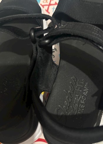 Skechers Siyah Kadın Cırtlı Dolgu Topuklu Sandalet - Görsel 8