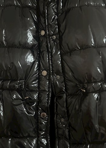 Düğmeli Siyah Deri Kadın Yelek - Görsel 3