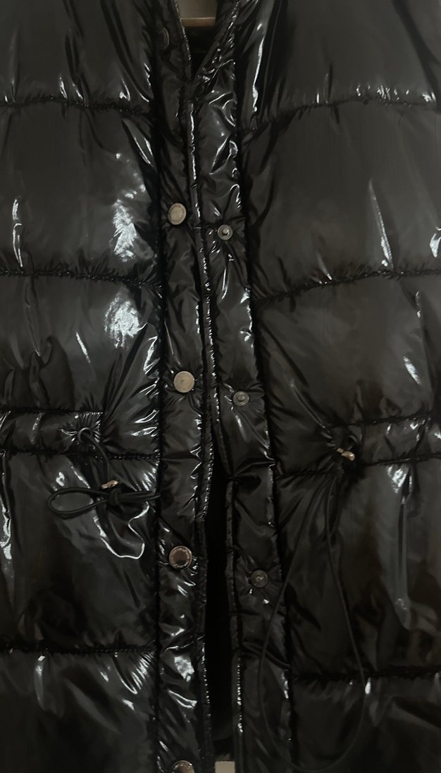 Düğmeli Siyah Deri Kadın Yelek - Görsel 3