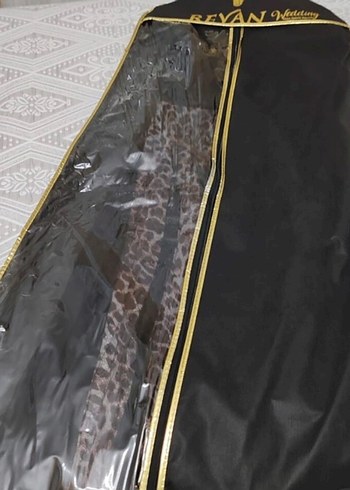 Siyah Leopar Desenli Straplez Uzun Elbise - Görsel 3