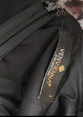 Siyah Leopar Desenli Straplez Uzun Elbise - Görsel 4