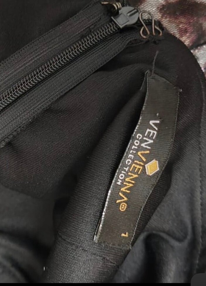 Siyah Leopar Desenli Straplez Uzun Elbise - Görsel 4