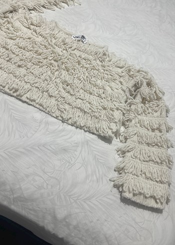 Bohem Tarz krem  Kısa Örgü Yün Kazak - Görsel 3