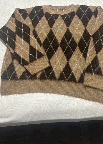 Bohem Tarz Kahverengi Örgü Kazak - Görsel 2