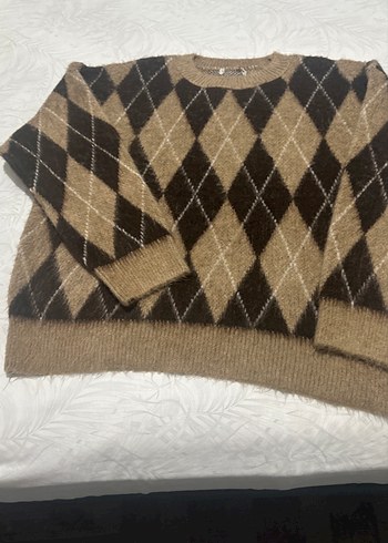 Bohem Tarz Kahverengi Örgü Kazak - Görsel 3