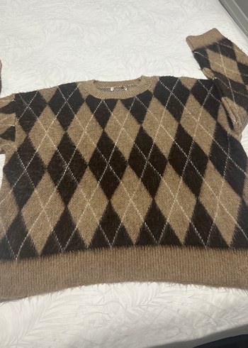 Bohem Tarz Kahverengi Örgü Kazak - Görsel 4