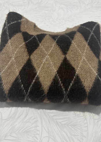 Bohem Tarz Kahverengi Örgü Kazak - Görsel 5