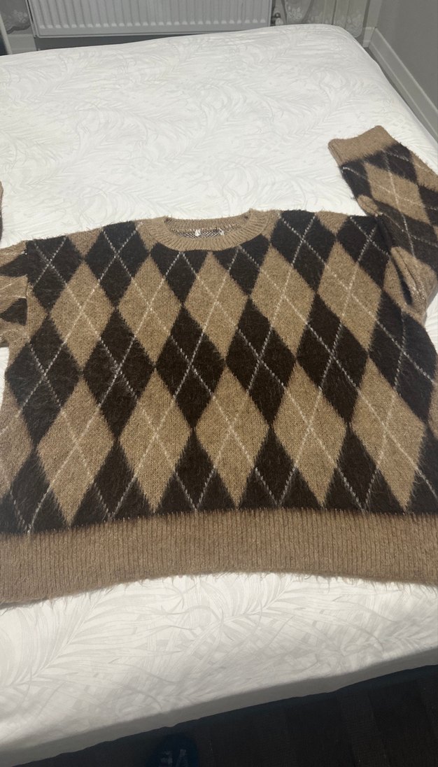 Bohem Tarz Kahverengi Örgü Kazak - Görsel 4