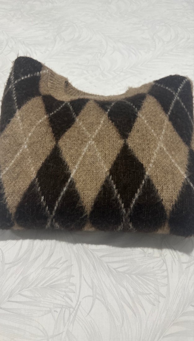 Bohem Tarz Kahverengi Örgü Kazak - Görsel 5