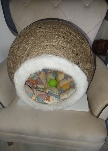 Kahverengi ve gri kedi evi yuvası - Görsel 5