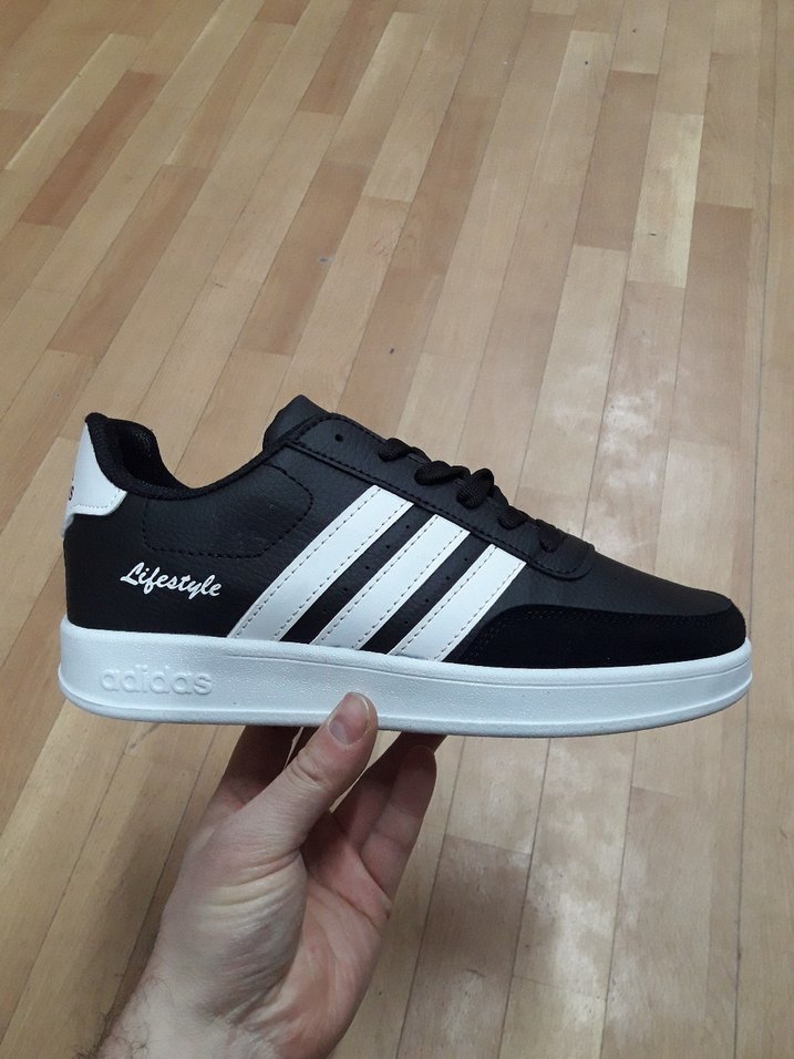 Siyah Beyaz Adidas Lifestyle Erkek Spor Ayakkabı - Görsel 5