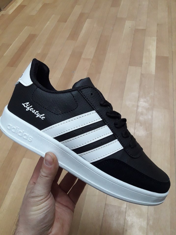 Siyah Beyaz Adidas Lifestyle Erkek Spor Ayakkabı - Görsel 4
