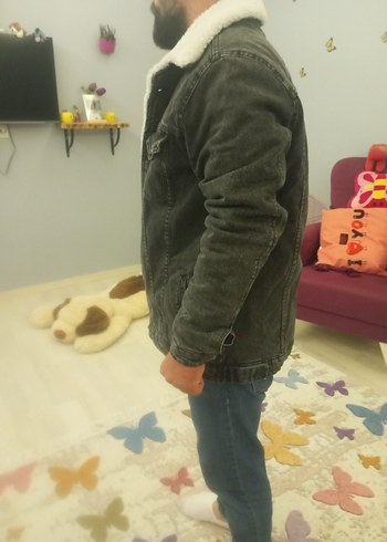 2xl Beden Gri Kot Ceket, Kürklü, Salaş Kesim