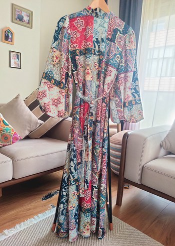 Çok Renkli Uzun Elbise - Görsel 2