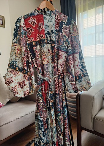 Çok Renkli Uzun Elbise - Görsel 7