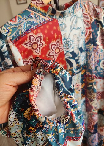 Çok Renkli Uzun Elbise - Görsel 6