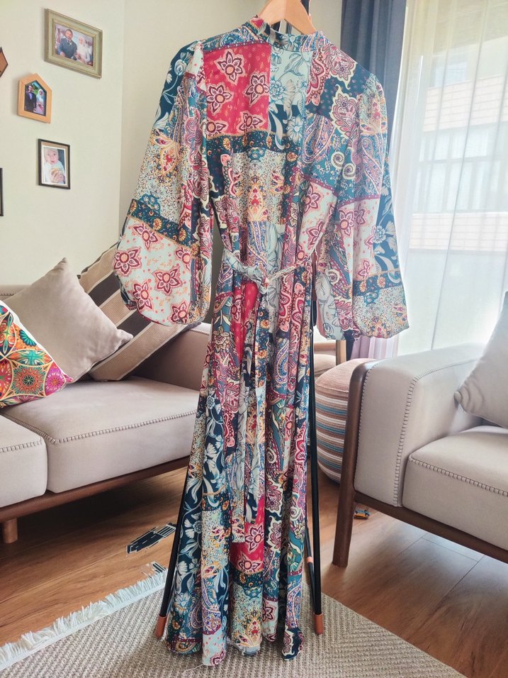 Çok Renkli Uzun Elbise - Görsel 2