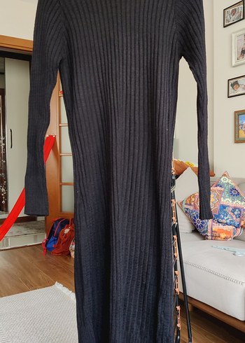 Uzun Fitilli Triko Elbise - Görsel 3